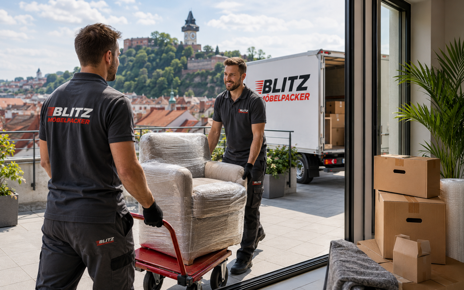 Professionelles Umzugsteam bei einer Übersiedlung in Graz
