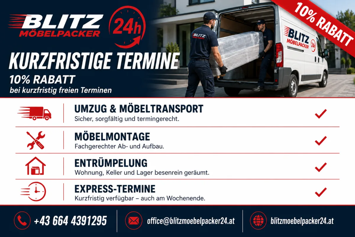 Kurzfristige Termine – 10% Rabatt bei freien Terminen.